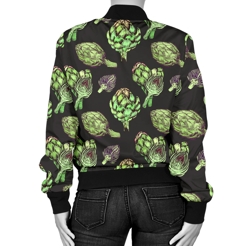 Artichoke Pattern Print Design 02 Women's Bomber Jacket