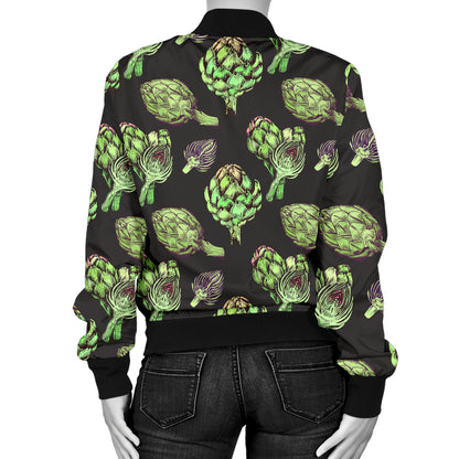 Artichoke Pattern Print Design 02 Women's Bomber Jacket