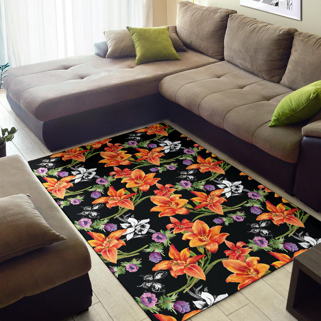 Tropical Flower Pattern Print Design TF02 Area Rugs