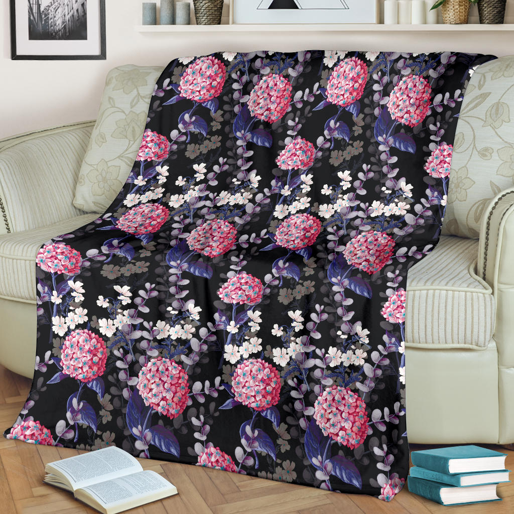 Hydrangea Pattern Print Design HD04 Fleece Blanket