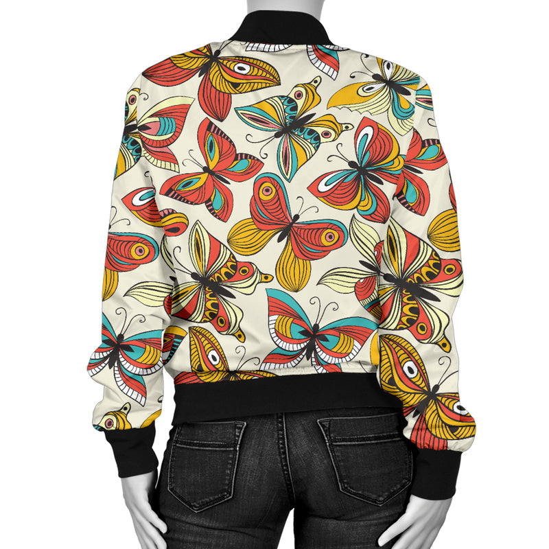 Butterfly Pattern Print Design 02 Women's Bomber Jacket