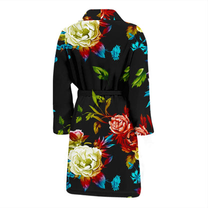 Peony Pattern Print Design PE07 Men Bathrobe