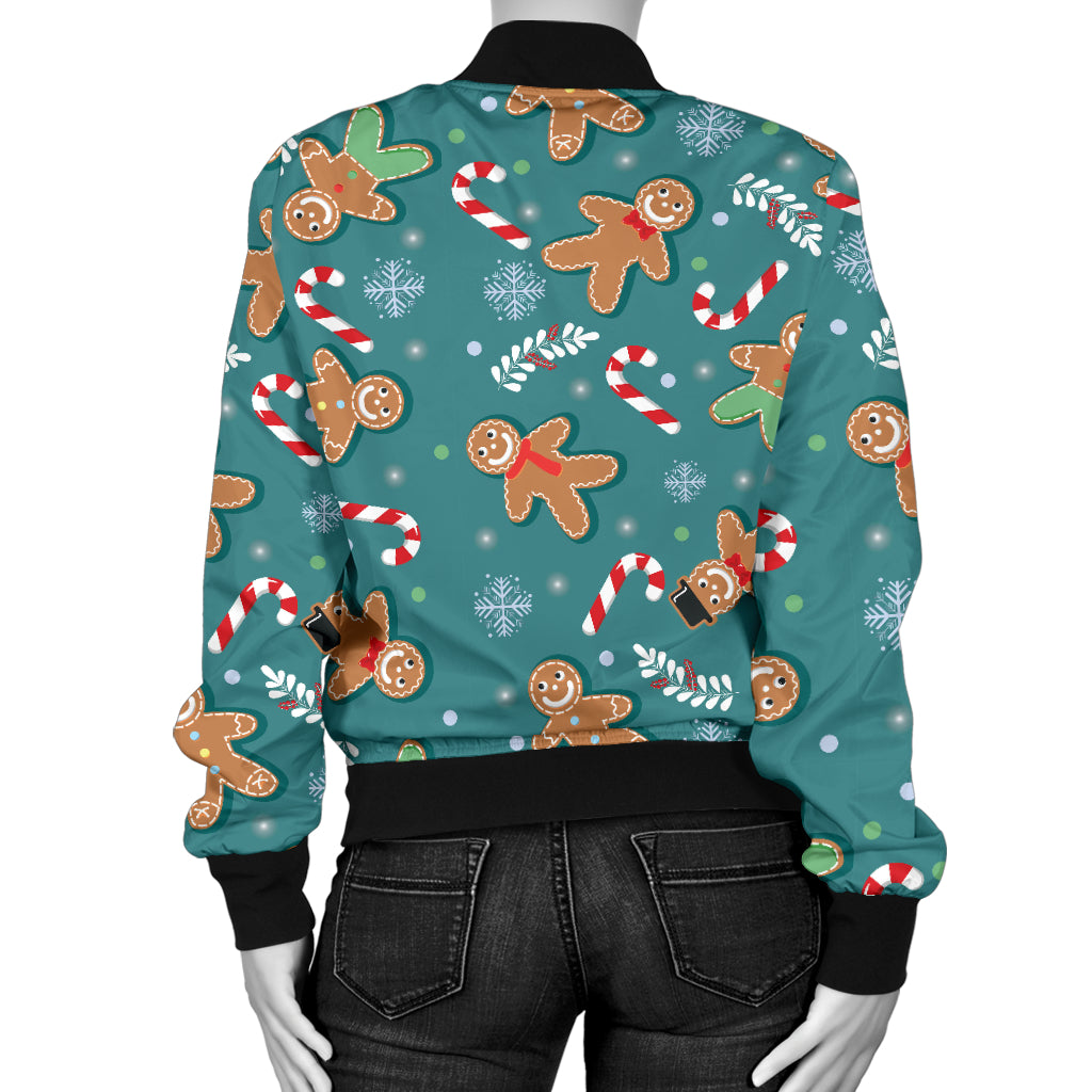 Gingerbread Pattern Print Design 05 Women's Bomber Jacket