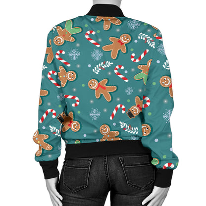 Gingerbread Pattern Print Design 05 Women's Bomber Jacket