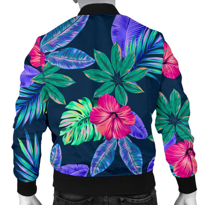 Tropical Flower Pattern Print Design TF09 Men Bomber Jacket