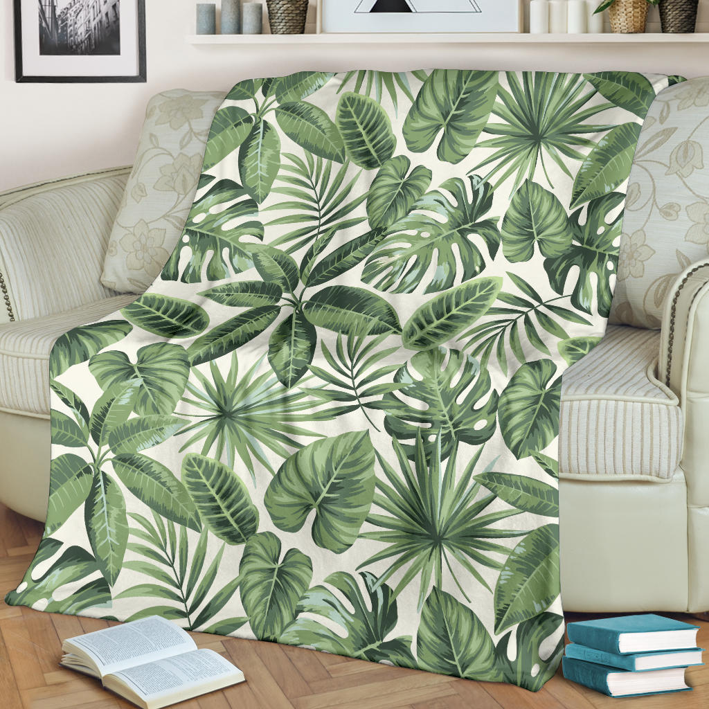 Palm Leaves Pattern Print Design PL014 Fleece Blanket