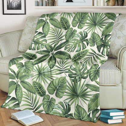Palm Leaves Pattern Print Design PL014 Fleece Blanket