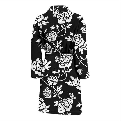 Rose Pattern Print Design RO013 Men Bathrobe