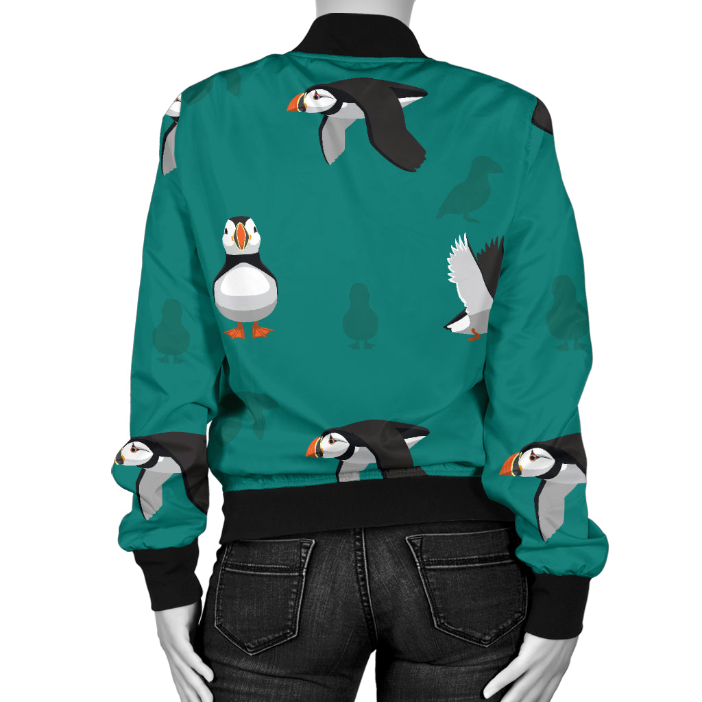 Puffin Pattern Print Design A02 Women's Bomber Jacket