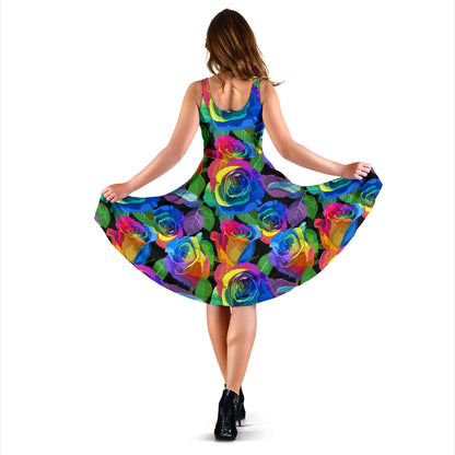 Rose Pattern Print Design RO02 Midi Dress