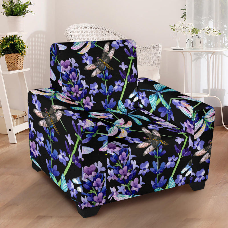 Lavender Dragonfly Pattern Print Design LV03 Armchair Slipcover