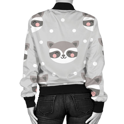 Raccoon Pattern Print Design A04 Women's Bomber Jacket