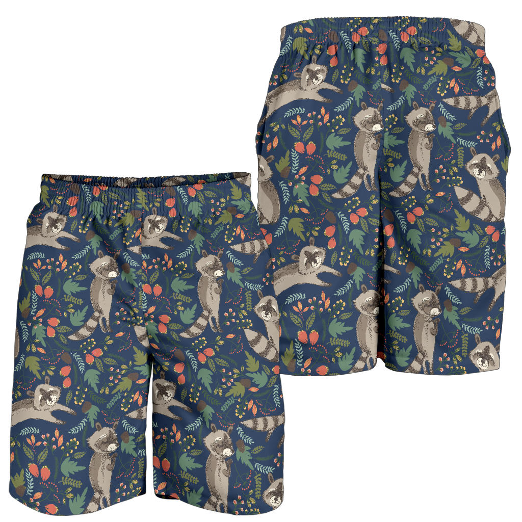 Raccoon Pattern Print Design A02 Mens Shorts