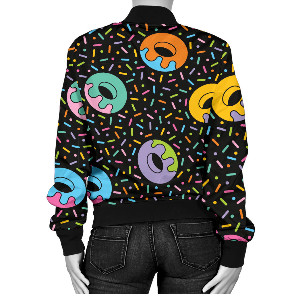 Donut Pattern Print Design DN012 Women Bomber Jacket