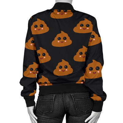 Poop Emoji Pattern Print Design A01 Women's Bomber Jacket