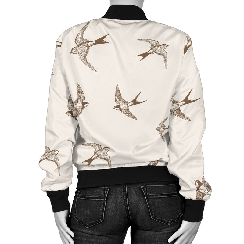 Swallow Bird Pattern Print Design 01 Women's Bomber Jacket