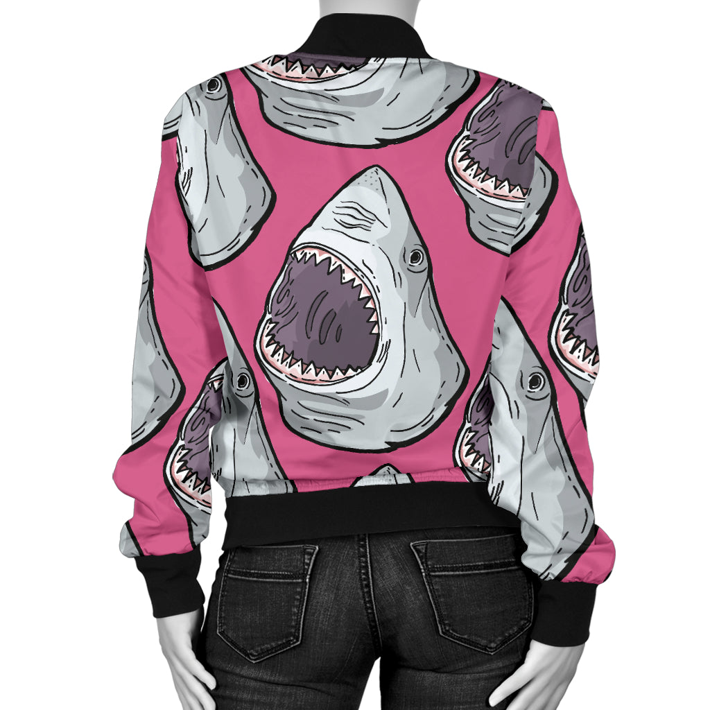 Great White Shark Pattern Print Design 01 Women's Bomber Jacket
