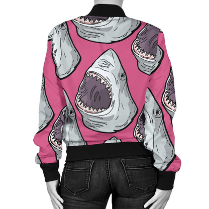 Great White Shark Pattern Print Design 01 Women's Bomber Jacket