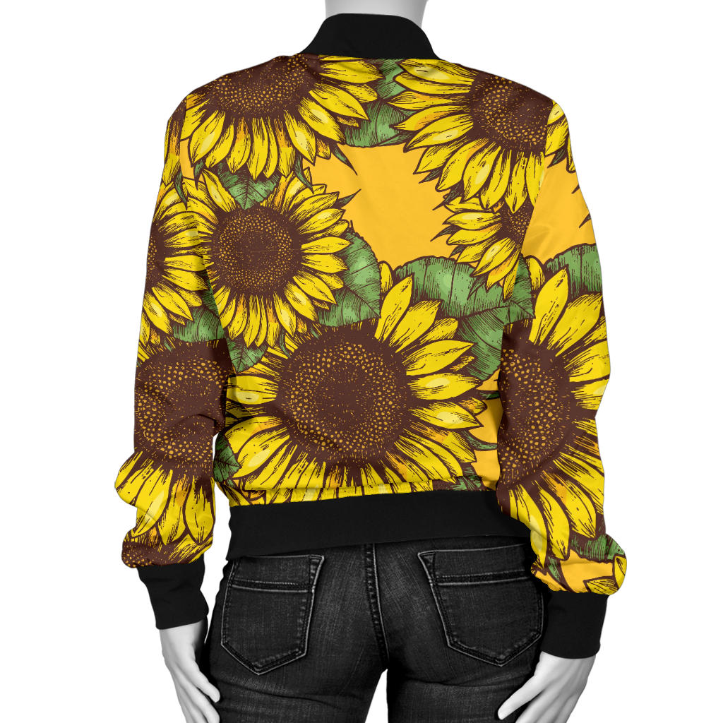 Sunflower Pattern Print Design SF04 Women Bomber Jacket