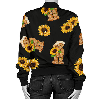 Sunflower Pattern Print Design SF016 Women Bomber Jacket