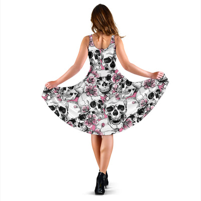 Cherry Blossom Pattern Print Design CB03 Midi Dress