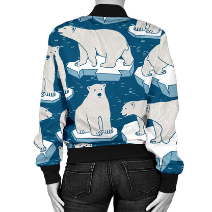 Polar Bear Pattern Print Design PB03 Women Bomber Jacket