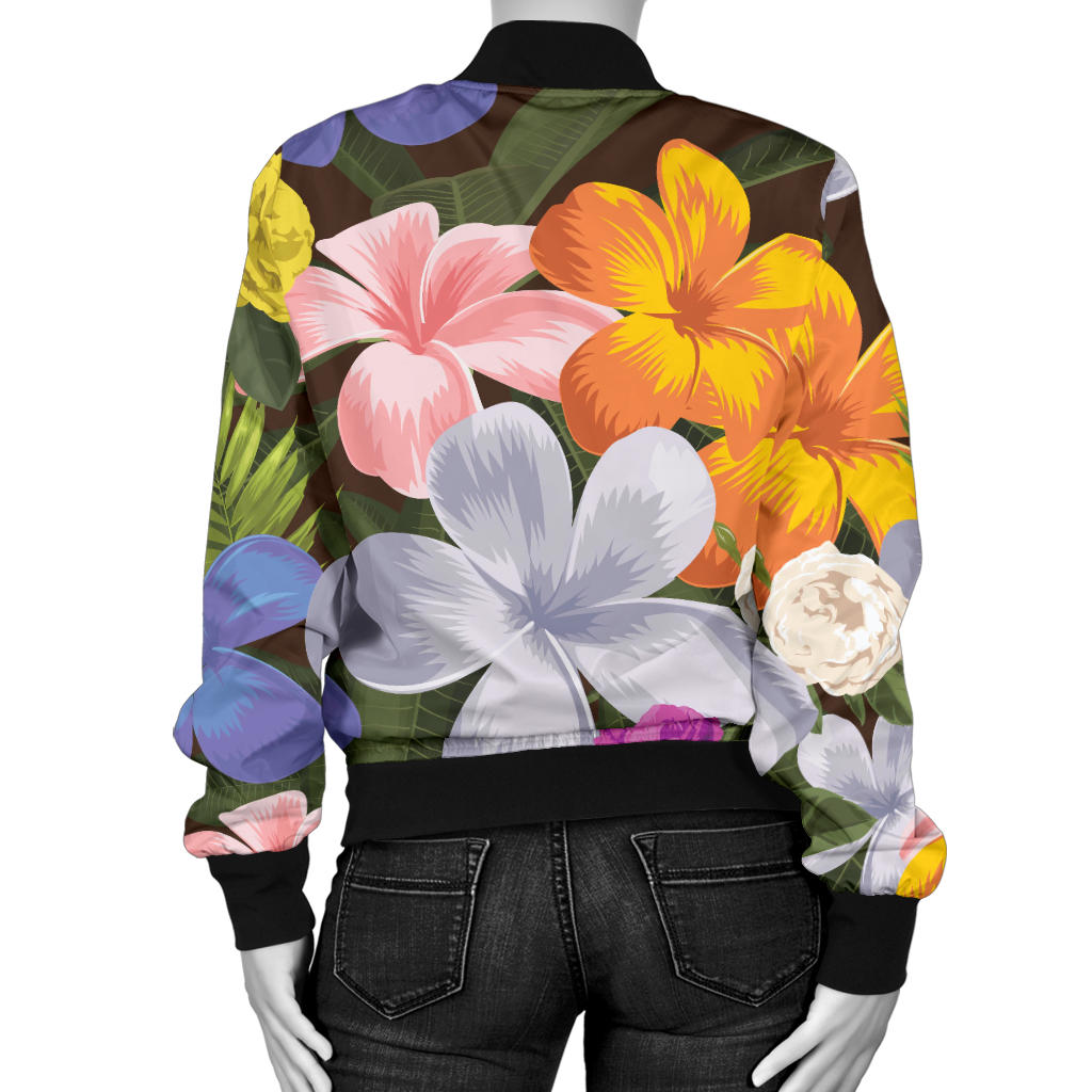 Plumeria Pattern Print Design PM03 Women Bomber Jacket