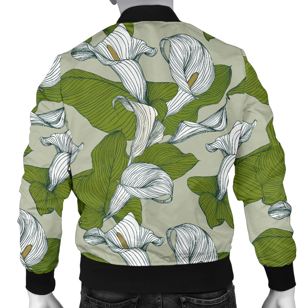 Lily Pattern Print Design LY08 Men Bomber Jacket