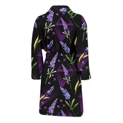 Lavender Pattern Print Design LV07 Men Bathrobe
