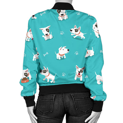 Bull Terriers Pattern Print Design 07 Women's Bomber Jacket