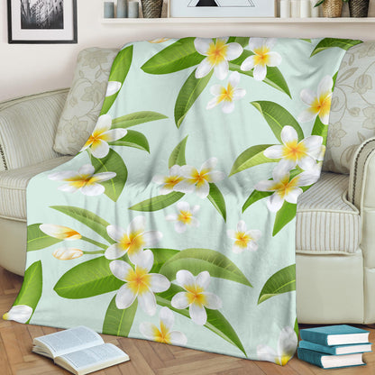 Yellow Plumeria Pattern Print Design PM024 Fleece Blanket