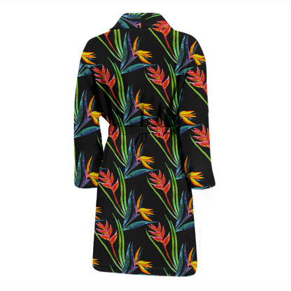 Heliconia Pattern Print Design HL04 Men Bathrobe