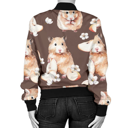 Hamster Pattern Print Design 03 Women's Bomber Jacket