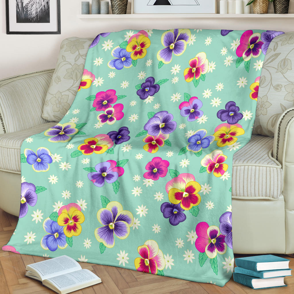 Pansy Pattern Print Design PS08 Fleece Blanket