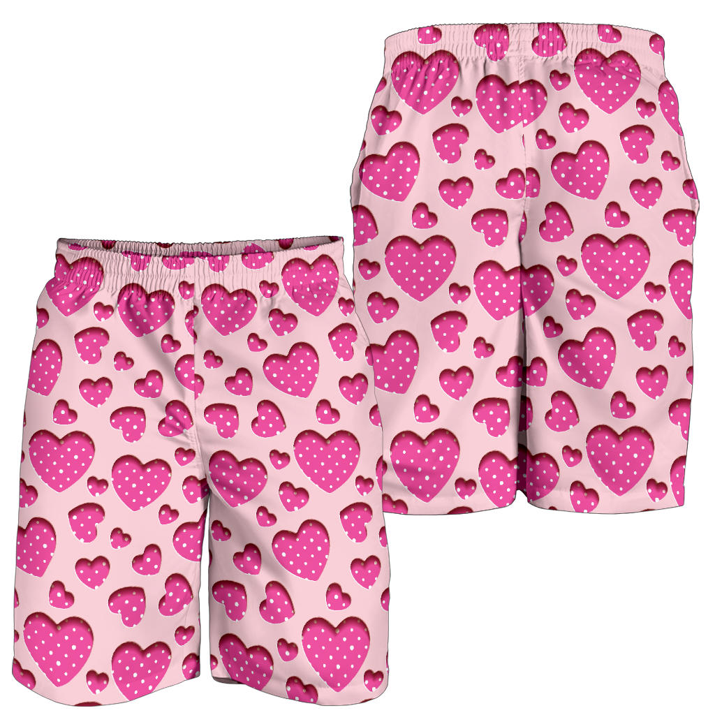 Heart Pink Pattern Print Design HE06 Mens Shorts