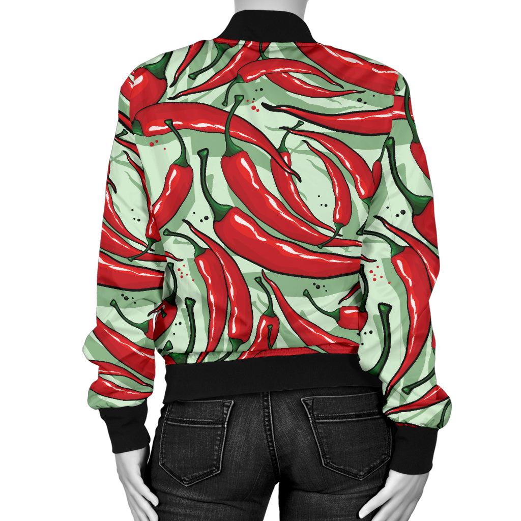 Chilli Pepper Pattern Print Design 04 Women's Bomber Jacket