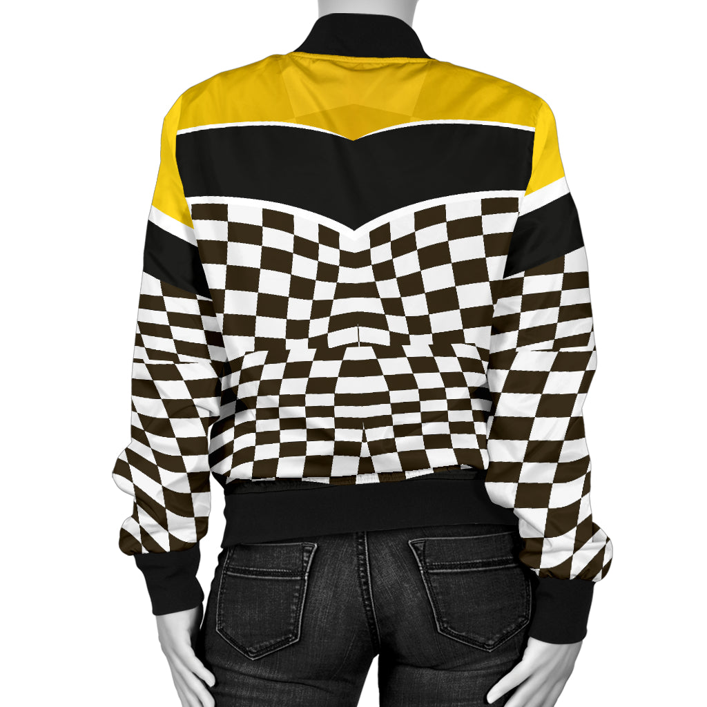 Checkered Pattern Print Design 02 Women's Bomber Jacket