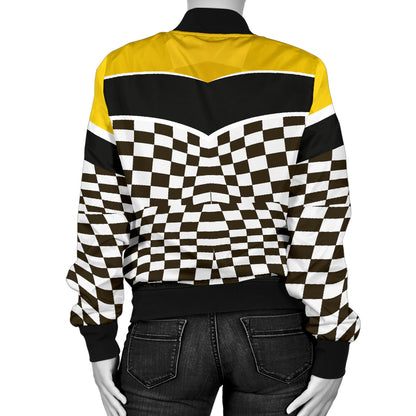 Checkered Pattern Print Design 02 Women's Bomber Jacket