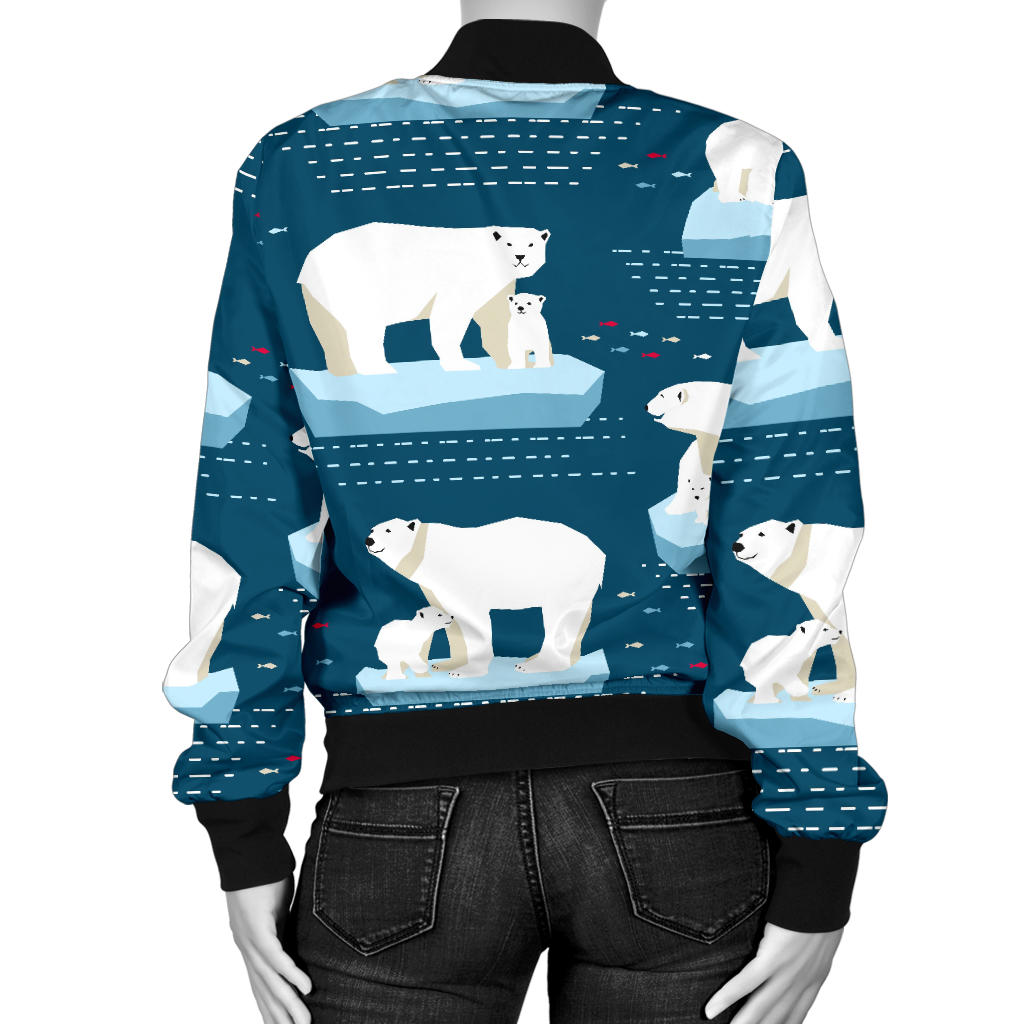 Polar Bear Pattern Print Design PB02 Women Bomber Jacket