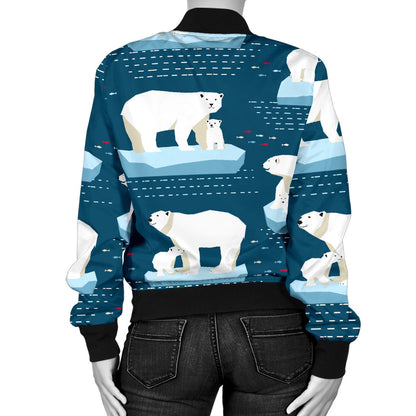 Polar Bear Pattern Print Design PB02 Women Bomber Jacket