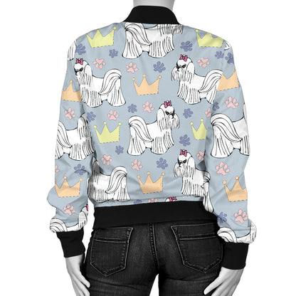 Maltese Pattern Print Design 04 Women's Bomber Jacket