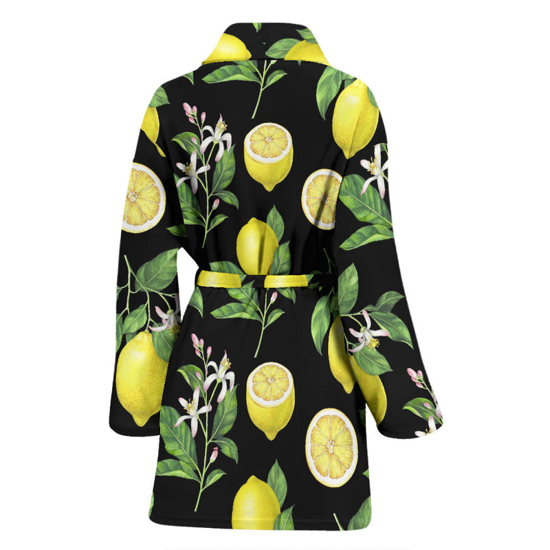 Lemon Pattern Print Design LM02 Women Bathrobe