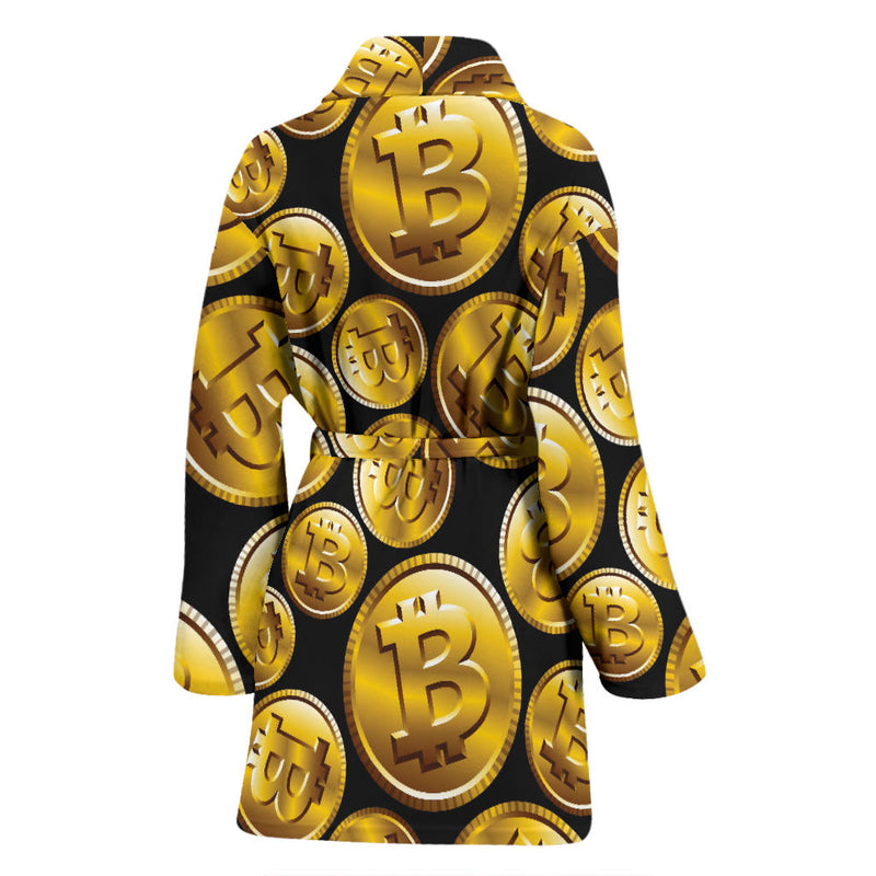 Bitcoin Pattern Print Design DO05 Women Bathrobe