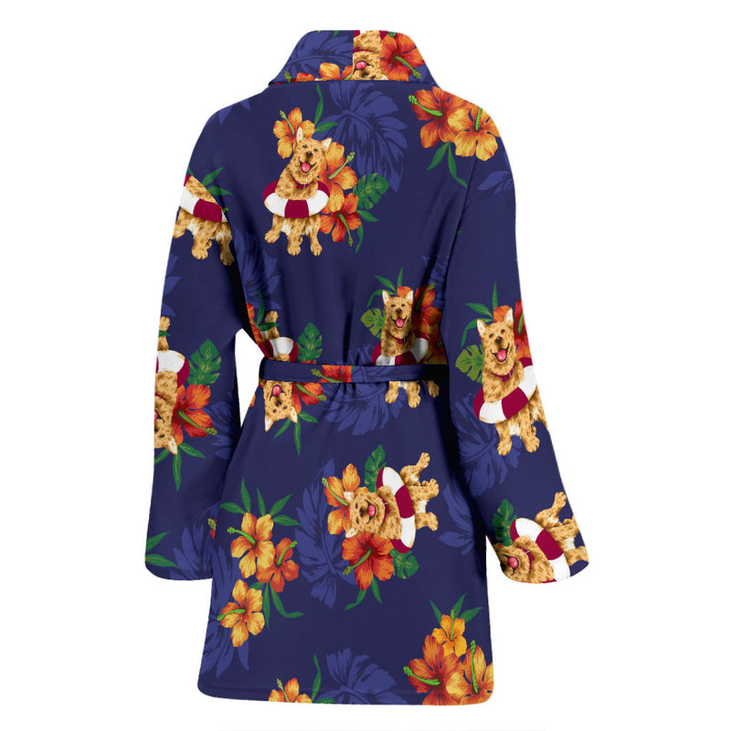 Hawaiian Themed Pattern Print Design H02 Women Bathrobe