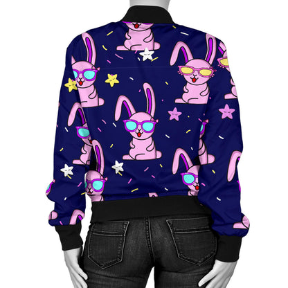 Rabbit Baby Pattern Print Design RB015 Women Bomber Jacket