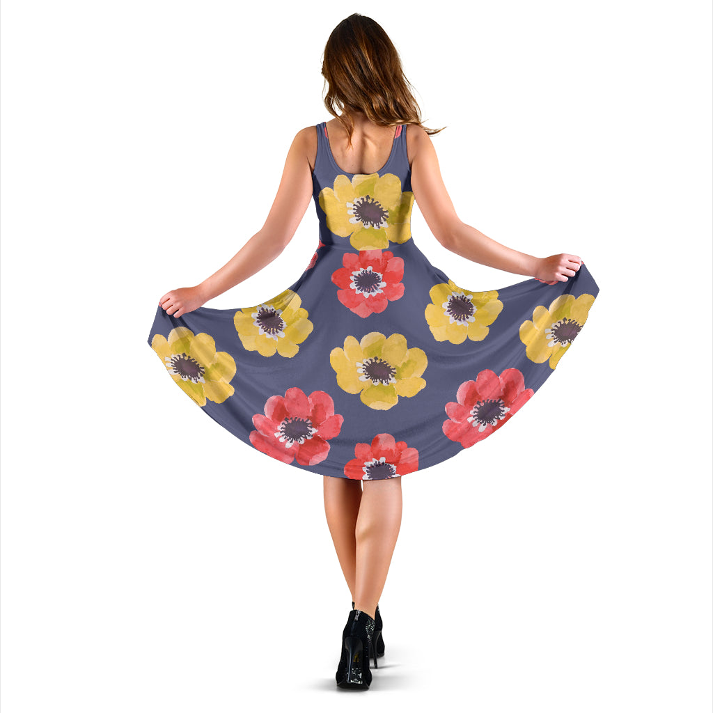 Anemone Pattern Print Design AM010 Midi Dress
