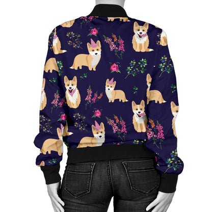 Pembroke Welsh Corgis Pattern Print Design A06 Women's Bomber Jacket