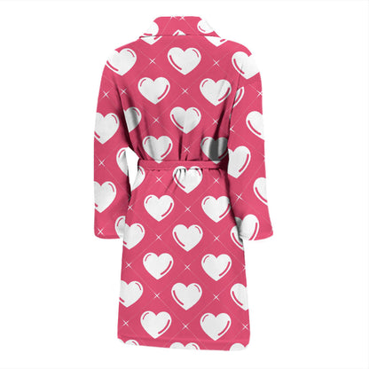 Heart Pattern Print Design HE07 Men Bathrobe