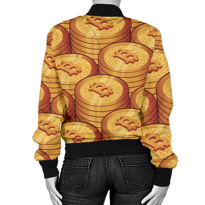 Bitcoin Pattern Print Design 02 Women's Bomber Jacket
