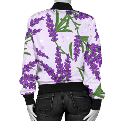 Lavender Pattern Print Design LV02 Women Bomber Jacket
